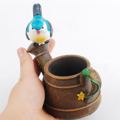 NWFashion Shower/Pot Cute Bird Stute Planter, Flower and Succulent Plant Pot for Indoor Outdoor...
