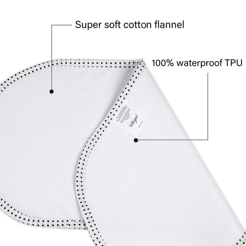 TILLYOU Waterproof Changing Pad Liners 6 Pack, 100% Cotton Reusable Cloth Diaper Liners, White...
