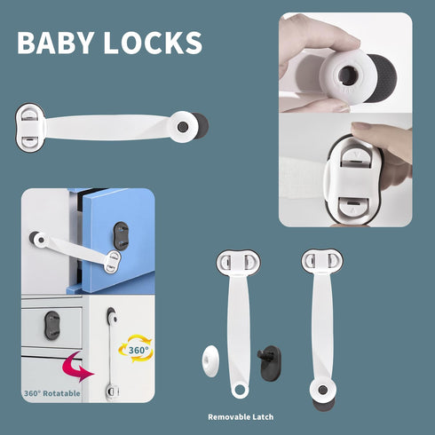 Baby Safety Locks, Cabinet Locks,Refrigerator Door Lock,Multifactional Child Safety Locks for Drawer, Cabinet, Oven, Fridge, Toilet,Freezer,2PCS, ...
