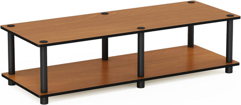 Furinno Just No Tools Wide Light Cherry Television Stand with Black Tube...