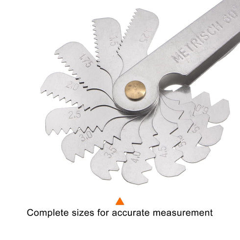 Metric 0.25-6.0 Screw Thread Pitch Gauge Tool Pitch Cutting Gauge Caliper Gauges Measuring Tool for Industrial Measurement...
