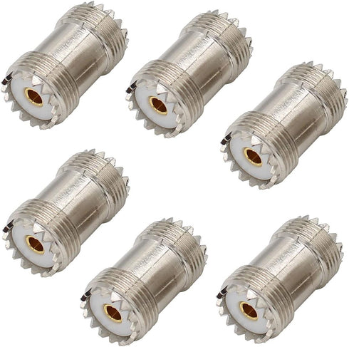 SO239 Barrel Connector, 6-Pack PL259 Coupler UHF Female to Female RF Adapter Coax Coaxial for CB Ham Radio Antenna, SWR Meter Cable Extention...