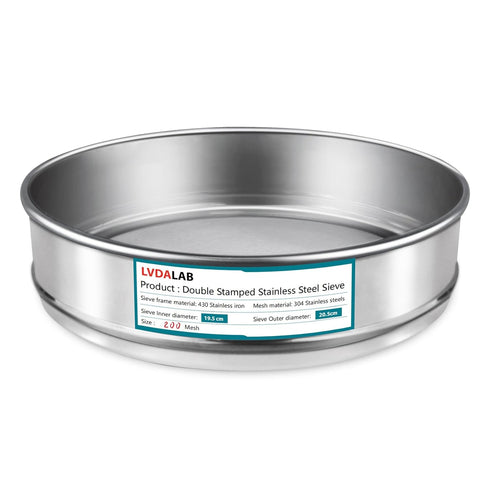 304 Stainless Steel Mesh Lab Sieve, 200 Mesh (0.075mm) Aperture Test Sieve, 7.9Inch(20cm) Diameter Analysis Sample Test Sieves for Industrial Labo...