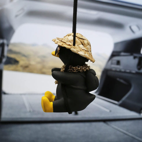 Swinging Duck Car Hanging Ornament, Cool Car Hanging Accessories for Rear View Mirror, Cute Car Pendant Swinging Sunglasses Duck Hanging Swing...