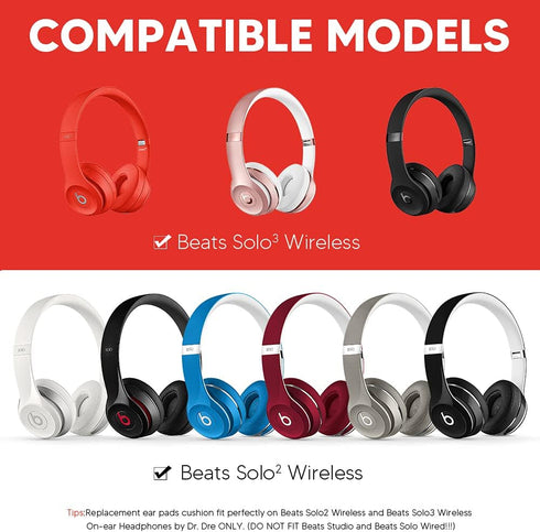 Beats Solo 3 Wireless Ear Pads Replacement, BUTIAO Protein Leather Memory Foam Headphone Earpads Ear Cushion Pad for Beats by Dre Solo 3 Wireless ...