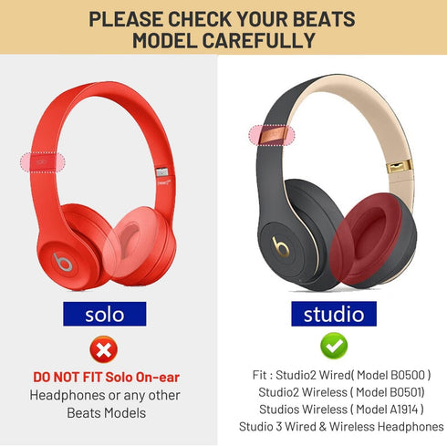 Studio 3 Ear Pads Cushions Replacement Earpads for Beats Studio 2 & Studio 3 Wired & Wireless Headphones, Ear Cushions Memory Foam Earpads with So...