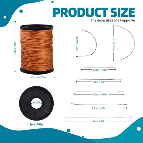 Topus Extra Strong Upholstery Repair Sewing Thread Kit and Heavy Duty Household Hand Needles, Including 7 Styles of Leather Canvas Sewing Needles ...