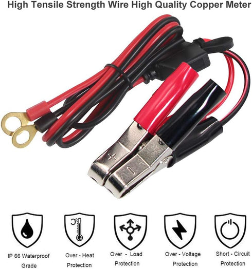 KUNCAN Alligator Clips Battery Terminals - Battery Alligator Clips to O Ring Terminal Harness Wire 2 Pin Lug Cable 16AWG, Eyelet Terminal Harness ...
