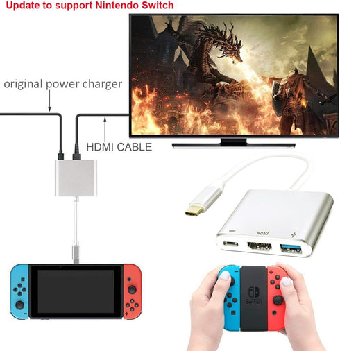 USB C to HDMI Adapter, USB-C Digital AV Multiport Adapter 4K HDMI Video Output USB 3.0 PD Charging Converter Hub Thunderbolt 3/4 Compatible with i...