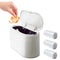 Mini Desk Trash Can with Lid with 90 Pcs Trash Bag, Lint Bin 0.5 Gallon Countertop Waste Bin for Table Tiny Garbage Can for Office Bedroom (White)...