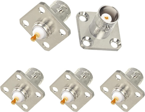 Superbat BNC Connectors BNC Female Jack 4 hole Flange Panel Chassis Mount Coaxial Solder Connector 5pcs...