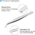 Tweezers, 125mm Length, Stainless Steel Curved Pointed Serrated Tip Tweezer - (Applications: for Mechanical Equipment Product Repair), 2-Pieces...