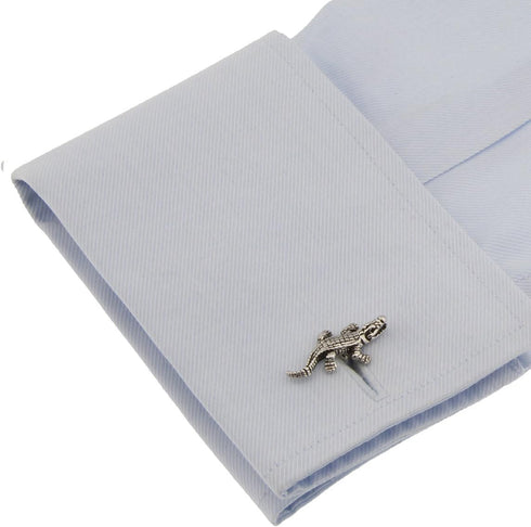 Alligator Gator Pair Cufflinks in a Presentation Gift Box & Polishing Cloth...