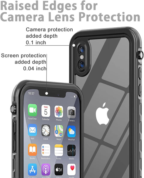 iPhone X/Xs Waterproof case Life Snowproof Dirtproof Shockproof Cover for iphone X/Xs 5.8‘’ (BLACK)...