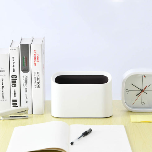 SUBEKYU 0.4 Gal Mini Countertop Trash Can, Small Desktop Garbage Can for Office, Tiny Wastebasket, Plastic, White...