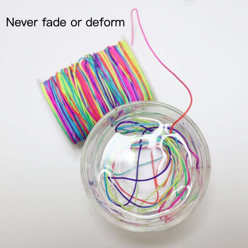 Elastic Beading Cords 100m Elastic String for Bracelets Rainbow 1mm Elastic Cord Pony Beads Crafts Pony Beading Thread Stretch String Craft Cord P...