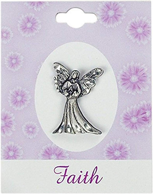 Faith Angel Lapel Pin, Silver Guardian Angel Jewelry Pin For Women, 3/4 Inches Tall, by Abbey + CA Gift...