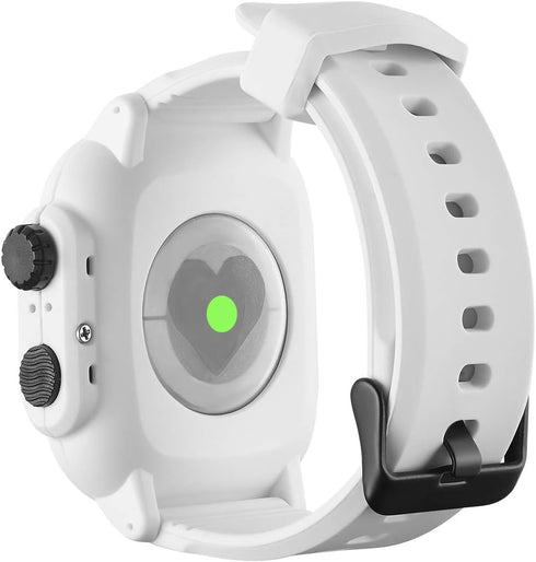Compatible with for Apple Watch Band Case 42mm 44mm Series 5/4/3, IP68 Waterproof Case with Soft Silicone Band and Anti-Scratch Protector, 360°Pro...