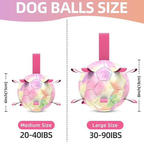 Dog Toys Soccer Ball with Straps, Puppy Balls Dog Balls for Small Medium Dogs, Dog Water Toys Pool Toys, Puppy Dog Birthday Gifts, Rainbow?6 Inch?...