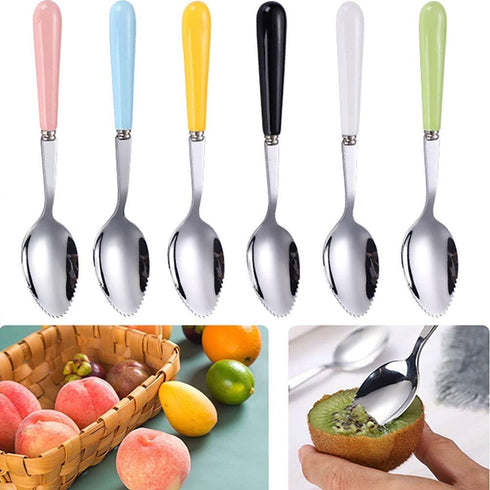 Grapefruit Spoons with Round Serrated Edges for Citrus Kiwi Dessert, Stainless Steel, Ceramic Handle, Storage Box (Black)...