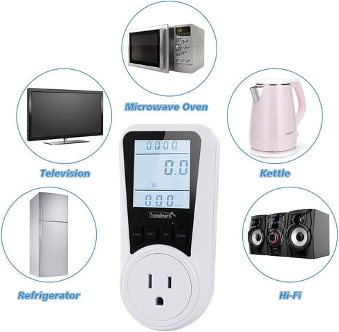 Watt Meter, Electricity Usage Monitor, Towallmark 2pcs Power Meter with Big LCD Display + Backlight, Power Consumption Monitor, Socket Meter, Kilo...