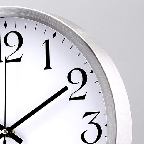 TopOne Silent Wall Clock,Battery Operated 12 inch Accurate Sweep Movement Silver Aluminum Quartz Kitchen/Home/School Patio Decor(White)...