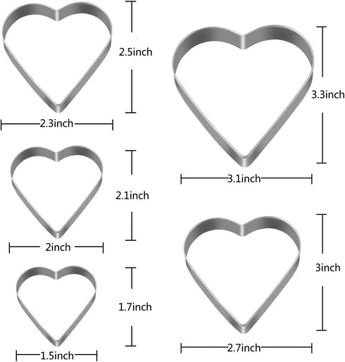Heart Star Cookie Cutters Set, Valentine’s Day Heart Shaped Biscuit Cutters Stainless Steel Pastry Donuts Cutters with Storage Box...