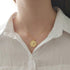Dtja Carved Gold Coin Pendant Necklace for Women Girls 925 Sterling Silver 18K Gold Plated Simple Round Chain Goddess Worship Celebrity Medal Reve...