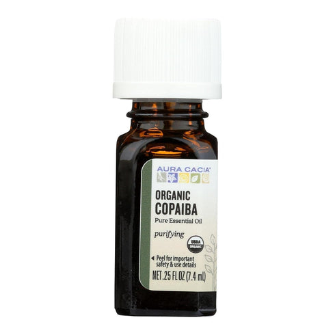Aura Cacia Certified Organic Pure Copaiba Essential Oil | 0.25 fl. oz. | Copaifera officinalis...