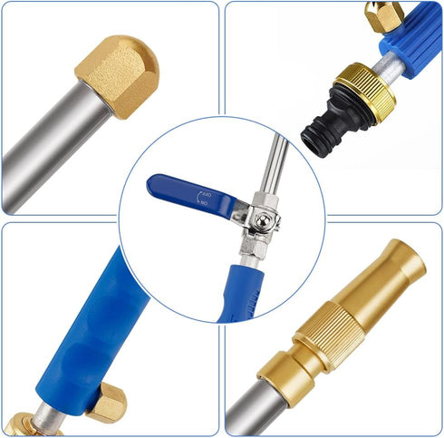 2-in-1 High Pressure Power Washer Wand and Watering Sprayer Tool with 3 Hose Nozzles - Hydro Jet Nozzle for Garden Hose, Car Washing, and Versatil...