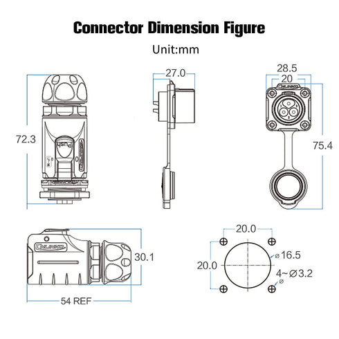 3 Pin Connector, Waterproof Electrical Connectors, Aviation Cable Connector for Industrial, Power, Car, and Other Indoor/Outdoor Circular Connecto...