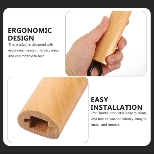 HEMOTON 2pcs Wooden Pot Handle Universal Pot Pan Handle Grip Replacement Part Detachable for Wok Frying Pan Saucepan Pan Kitchen Cookware Khaki 17...