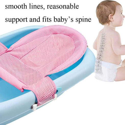 Adjustable Universal Baby Bath Support Mesh Non-Slip Infant Bathtub Shower Net Breathable Newborn Bath Cushion Pad Quick Drying Bath Sling for Tod...