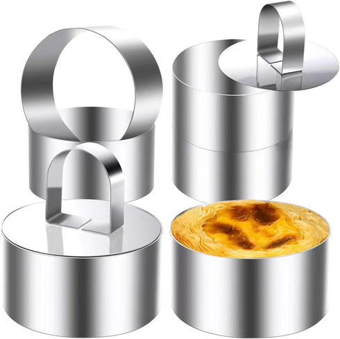 6Pack 3.15‘’ Food Rings Mold Stainless Steel Round Cake Rings, Small Mousse Molds Presentation Cooking Pastry Rings for Baking Dessert (6 Rings an...