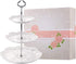 BonNoces 3-Tier Porcelain Cupcake Stand Serving Tray - White Embossed Elegant Dessert Cake Stand - Pastry Serving Stand for Tea Party, Wedding and...