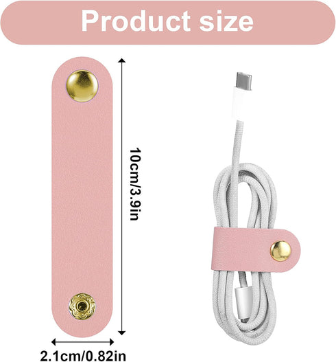 8Pcs PU Leather Cable Organizer, Reusable Cable Straps Ties Clips Portable Cord Keeper Manager for USB Data Holder Wrap Headphone Earbud Case Head...