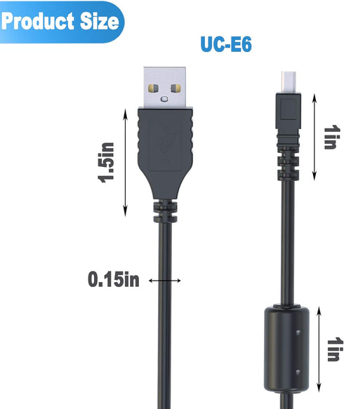 Ancable UC-E6 USB Cable, 3-Feet USB Mini-B Universal Digital Camera Data Transfer Cord Charger Cable Compatible for Nikon CoolPix, L, D, P, Series...