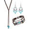 Bohemian Turquoise Jewelry Set for Women, Vintage Turquoise Necklace Earrings Bracelet for Western Boho Party (Vintage)...