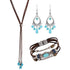 Bohemian Turquoise Jewelry Set for Women, Vintage Turquoise Necklace Earrings Bracelet for Western Boho Party (Vintage)...