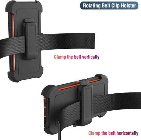 Case for Galaxy S8 with Clip, Heavy-Duty Tough Rugged Shockproof Drop Protective Cover Cases for Samsung Galaxy S8, Black+Orange...