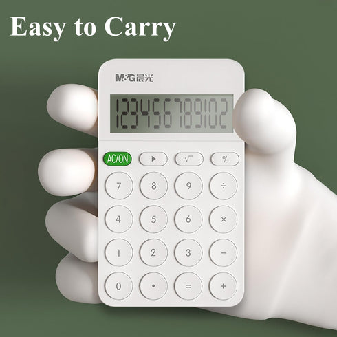 M&G Desk Calculator 12 Digit Calculator with Large LCD Display and Buttons, Automatic Sleep, Portable Cute Calculator for School Home Business Off...