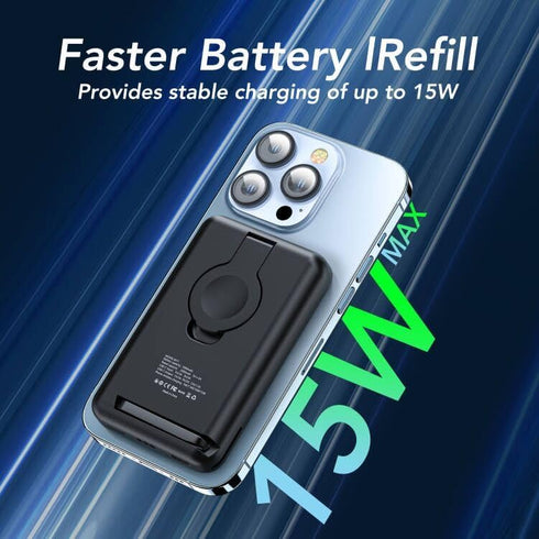 3 in 1 Wireless Charging Station,5000mAh Fast Foldable Portable Charger Battery Pack USB C Power Bank for MagSafe,for iPhone 15 14 13 12 Series/Ap...