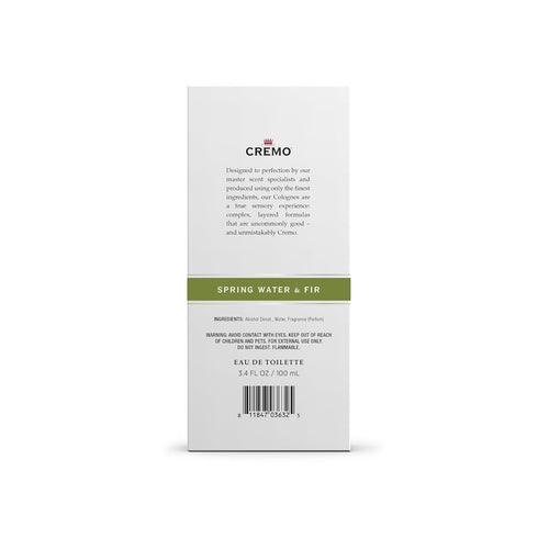Cremo Spring Water Fir Cologne Spray, A Refreshing, Clean Scent with Notes of Spring Water, Cool Moss and Balsam Fir, 3.4 Fl Oz...