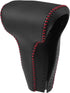 Gear Shift Head Knob Cover Transmission Lever Trim for Honda CRV 2017 2018 2019 Faux Leather Black Red Stitches...