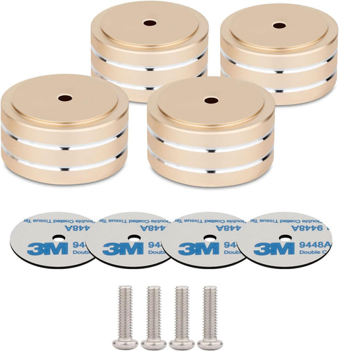 Monosaudio 4Pcs Audio Isolation Feet Turntable Feet 40x20mm Turntable Isolation Pad Replacement with Non-Slip Rubber Ring/3M Adhesives/M4 Screw fo...