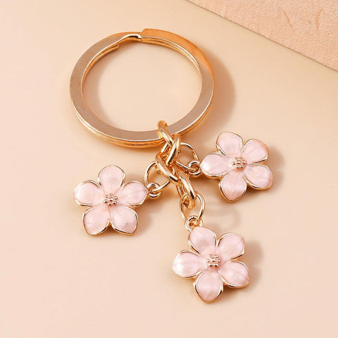 5 pcs Keychains for Women Girls,Flowers Charms Enameled Keychain Tassel Keyring Gifts Purse Bag Accessories Bulk...