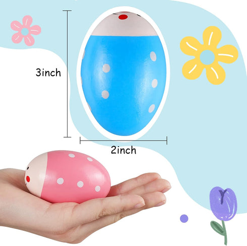 LOOIKOOS Wooden Egg Shakers Maracas Percussion Musical for Party Favors Easter Basket Stuffers for Babies Shaker Eggs for Toddlers(6pcs)...