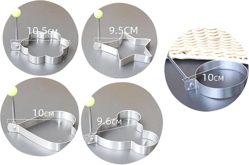 Stainless Steel Egg Molds, 5 Pack 3.5 Inch Different Shape Silver Egg Ring Molds for Cooking and Griddle of Egg, Flapjack, and Bread and Chocolate...