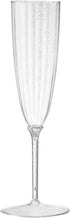 Posh Setting 6 oz Plastic Champagne Flutes - Silver Glitter Disposable Toasting Glasses for Parties, Weddings - Reusable Fancy Stemmed Cups, Wine ...