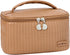 Travel Portable Cosmetic Bag Brown Makeup Bag Cute Makeup Case Organizer Toiletry Bag for Women PU Leather Waterproof (Coffee, Small)......